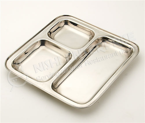 Stainless Steel Square Thali Platter 9.5 inch