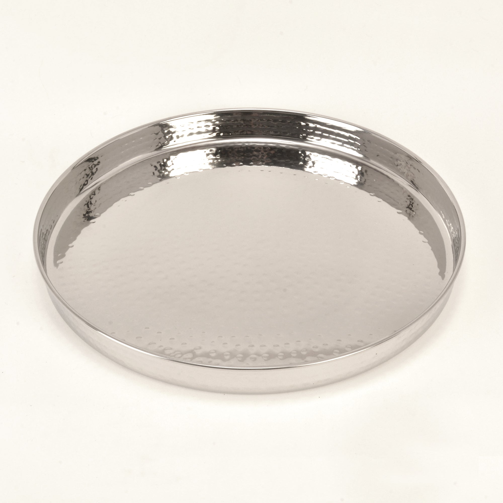 Hammered Stainless Steel Round Thali Platter 13 inch