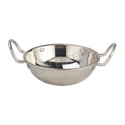 Hammered Stainless Steel kadai serving bowl with wire handles - 12 Oz.