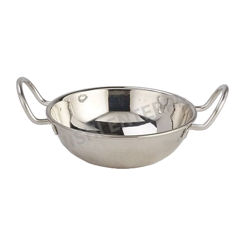 Hammered Stainless Steel kadai serving bowl with wire handles - 12 Oz.