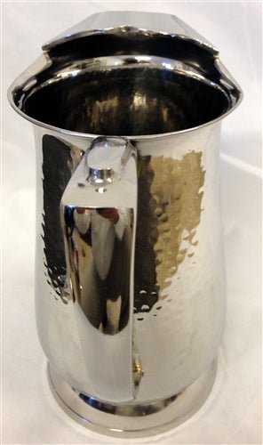 Water Pitcher - Maharaja - with Ice Guard - Hand Hammerred Stainless Steel - 48 Oz.