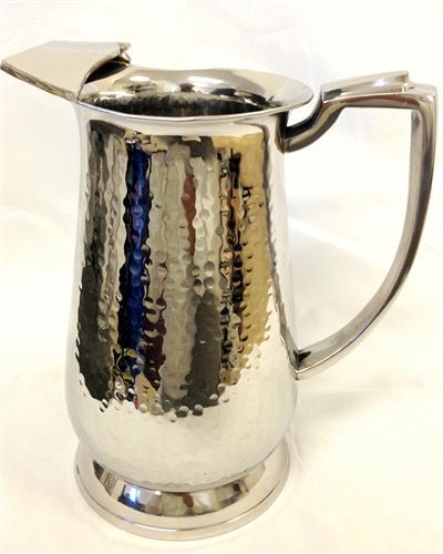 Water Pitcher - Maharaja - with Ice Guard - Hand Hammerred Stainless Steel - 48 Oz.