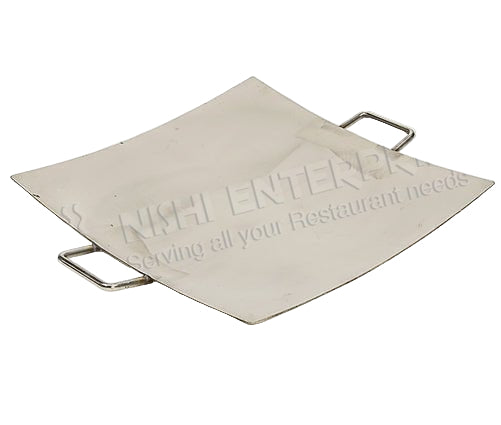 Stainless Steel Square Tikki Tava Platter, 24 inch, Riveted Handles