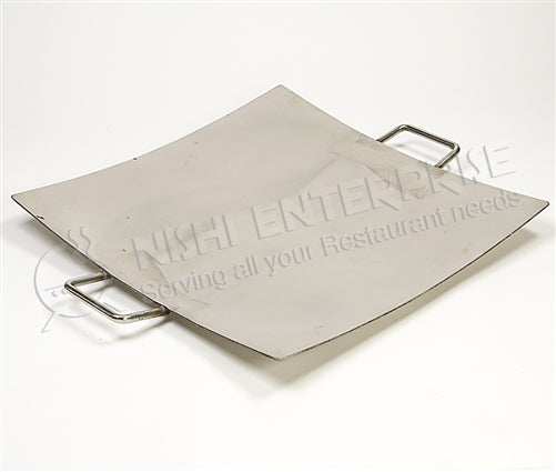 Stainless Steel Square Tikki Tava Platter, 24 inch, Riveted Handles
