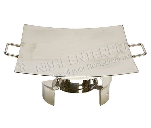 Stainless Steel Square Tikki Tava Platter, 24 inch, Riveted Handles