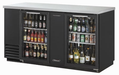 Turbo Air TBB-3SGD-N Back Bar Cooler With 2-Glass Doors, Black/Stainless