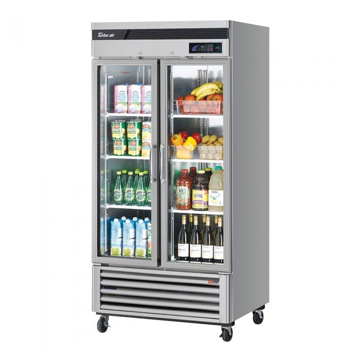 Turbo Air Super Deluxe TSR - 35GSD - N 2 Glass Doors Refrigerator, Bottom Mount