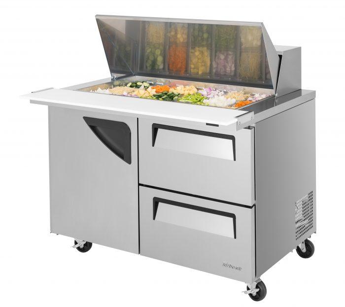 Turbo Air TST - 48SD - 18 - D2 - N, 1 Solid Door+2 Drawers Mega Top ,Sandwich/Salad Refrigerated Prep Table or Unit