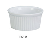 Yanco RK - 104 Ramekin, Fluted, 4 oz Capacity, 3.25"‚ Diameter, 1.5"‚ Height, China, Super White Color, Pack of 48