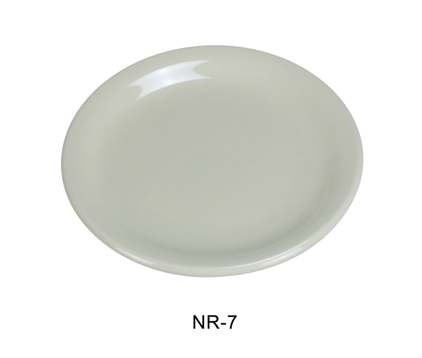 Yanco NR-7 Normandy Plate, Narrow Rim, 7.25″ Diameter, China, American White Color, Pack of 36