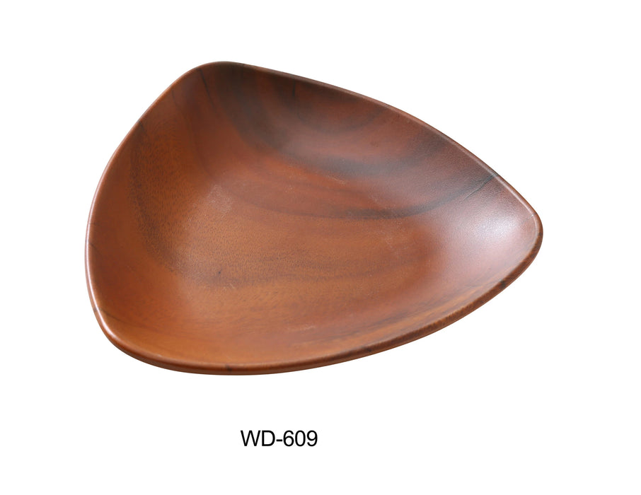 Yanco WD-609 9″ Triangular Deep Plate 20 OZ, 1.5″ Height, Melamine, Wood Look Finish, Pack of 24