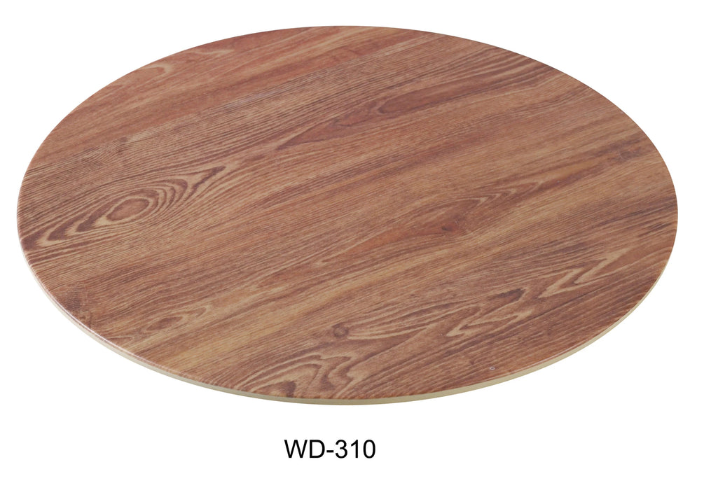 Yanco WD-310 Round Wooden Tray, 10″ Diameter, Melamine, Brown Color, Pack of 24