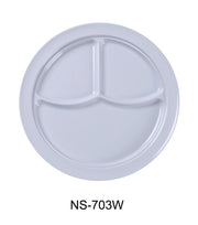 Yanco NS - 703W Nessico 3 - Compartment Plate, 10.875"‚ Diameter, Melamine, White Color, Pack of 24