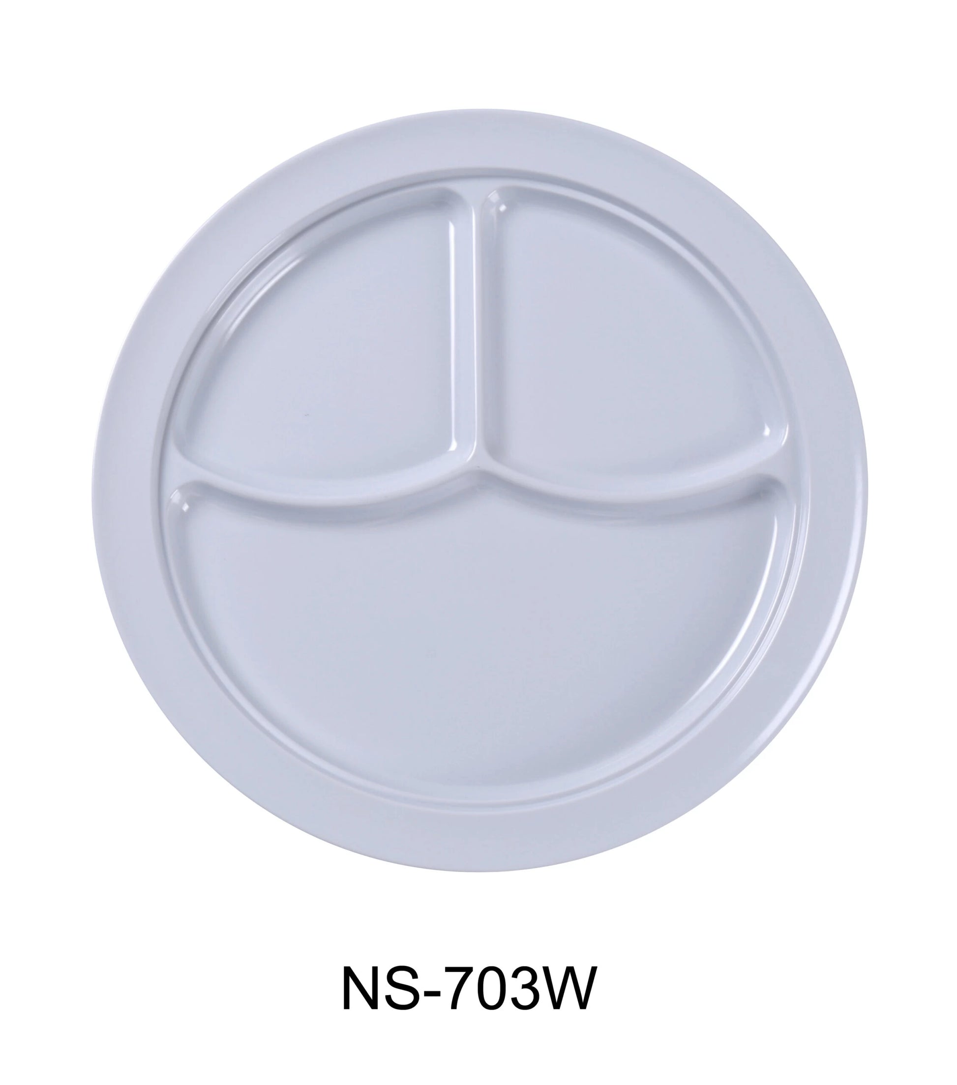 Yanco NS - 703W Nessico 3 - Compartment Plate, 10.875"‚ Diameter, Melamine, White Color, Pack of 24