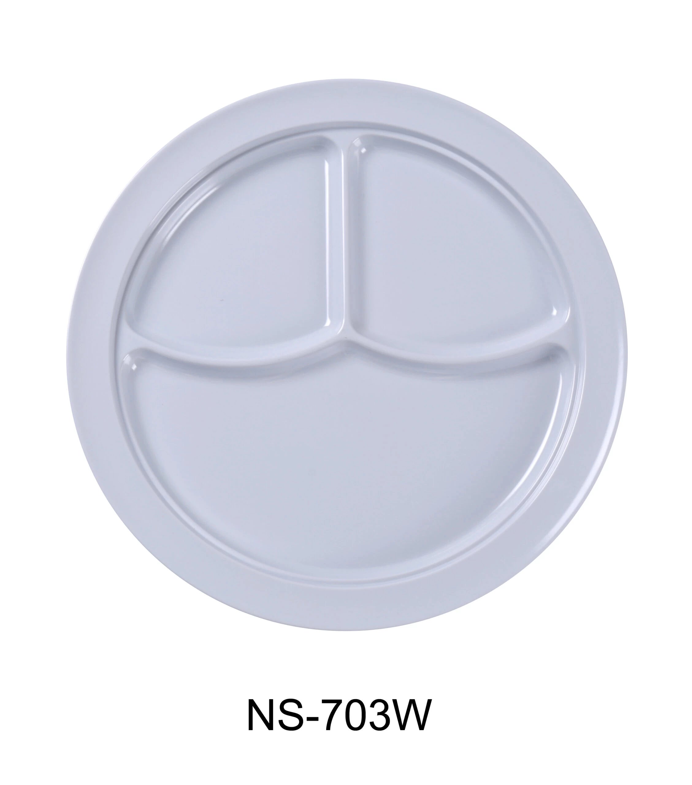 Yanco NS - 703W Nessico 3 - Compartment Plate, 10.875"‚ Diameter, Melamine, White Color, Pack of 24