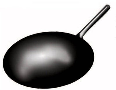 14" Carbon Steel Wok, Integrated Hdl, Black
