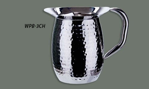 WINCO WPB - 3CH Hammered Stainless Steel Bell Pitcher w/Ice Guard - 3 Qt.