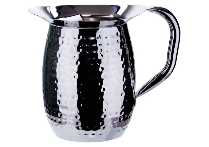 WINCO WPB - 3CH Hammered Stainless Steel Bell Pitcher w/Ice Guard - 3 Qt.