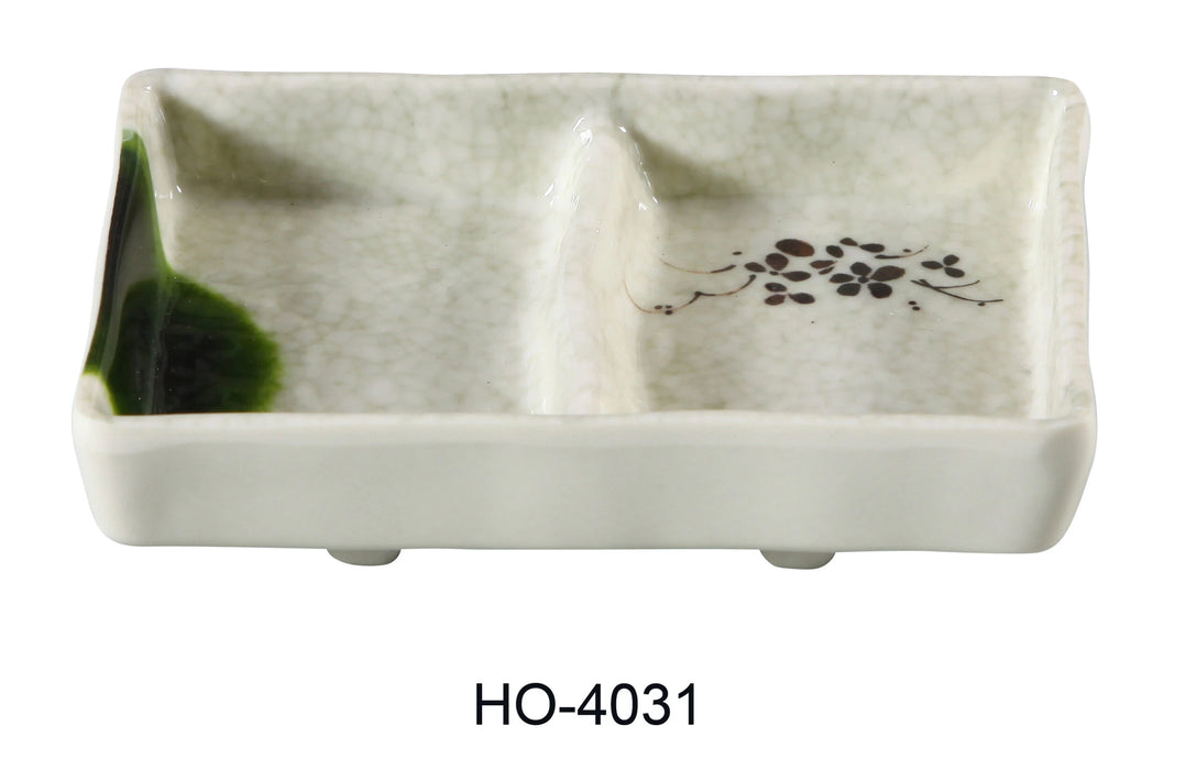 Yanco HO-4031 Honda Divided Sauce Dish, Double, 5″ Length, 3.5″ Width, Melamine, Pack of 48