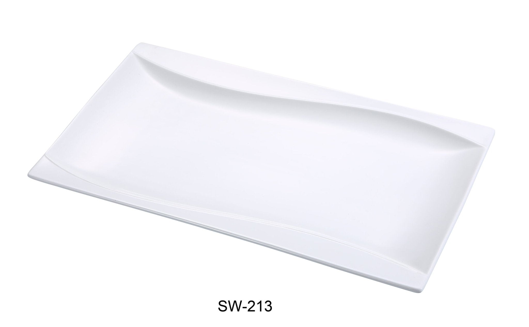 Yanco SW - 213 Sea Wave Rectangular Plate, 13"‚ Length x 8.25"‚ Width, China, Bone White, Pack of 12