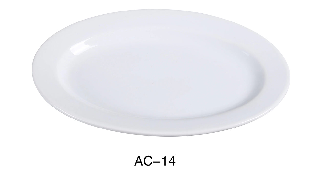Yanco AC-14 ABCO Oval Platter, 13″ Length x 8.5″ Width, China, Super White, Pack of 12