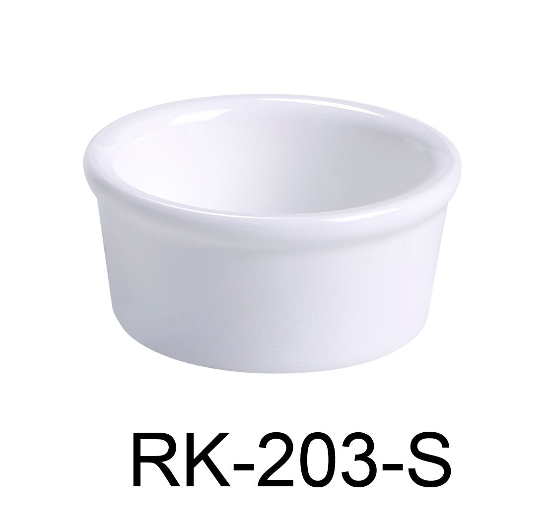 Yanco RK - 203 - S Ramekin, Smooth, 3 oz Capacity, 2.75"‚ Diameter, 1.25"‚ Height, China, Super White Color, Pack of 48