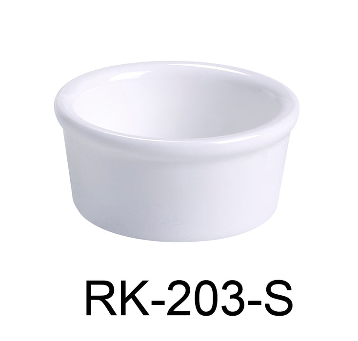 Yanco RK-203-S Ramekin, Smooth, 3 oz Capacity, 2.75″ Diameter, 1.25″ Height, China, Super White Color, Pack of 48