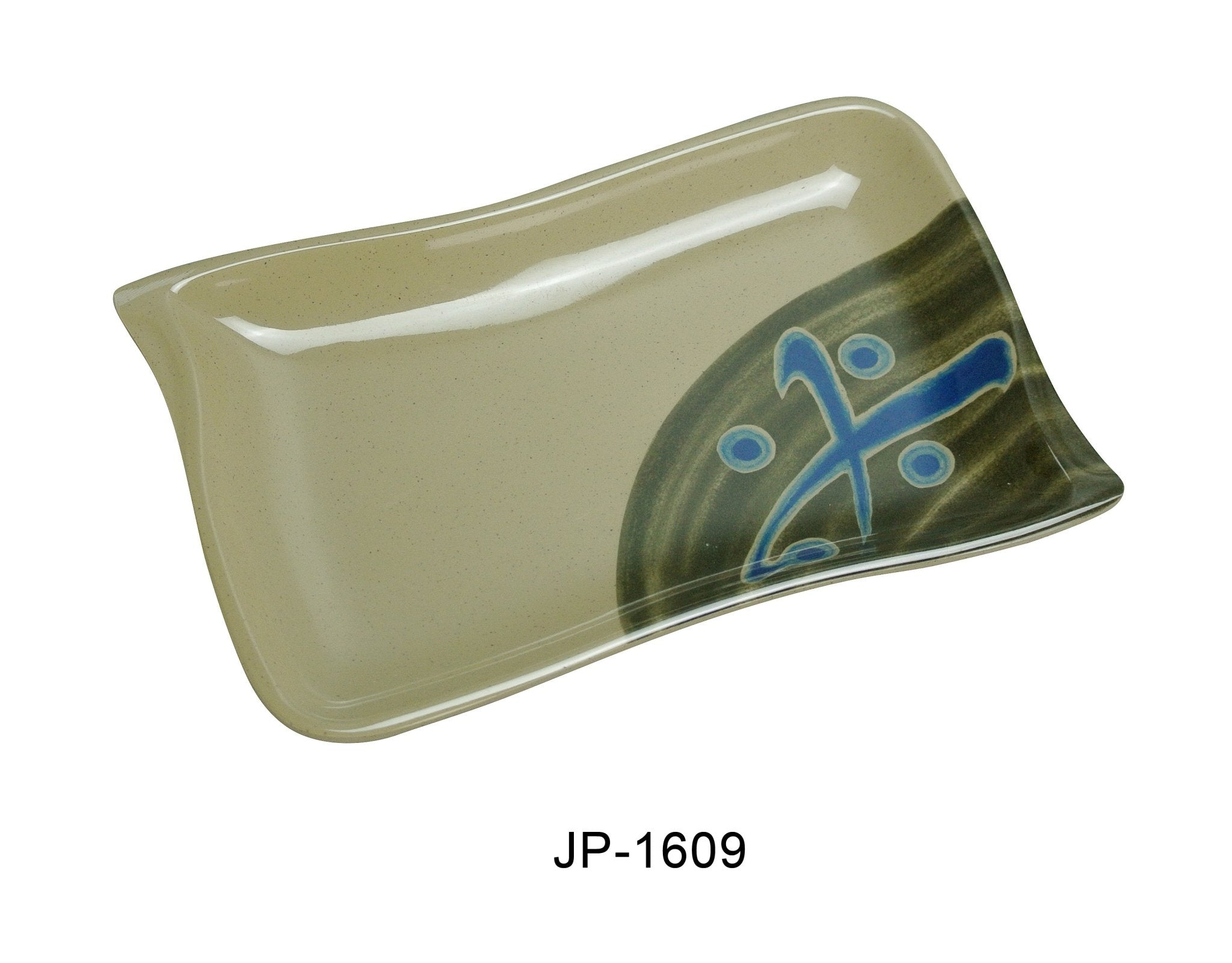 Yanco JP - 1609 Japanese Rectangular Plate Wave Shape, 8.5"‚ Length, 5.5"‚ Width, Melamine, Pack of 48
