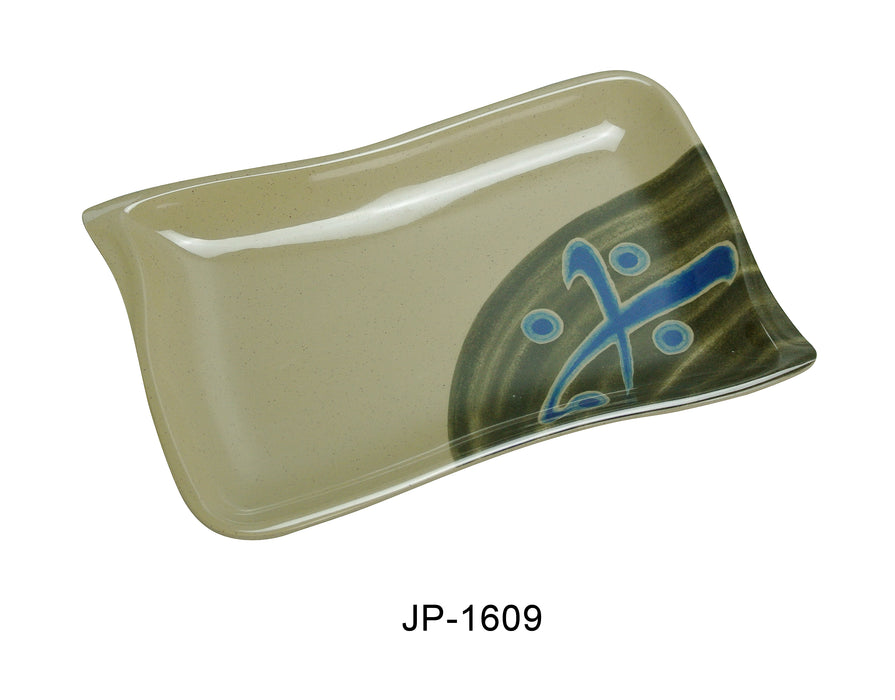 Yanco JP-1609 Japanese Rectangular Plate Wave Shape, 8.5″ Length, 5.5″ Width, Melamine, Pack of 48