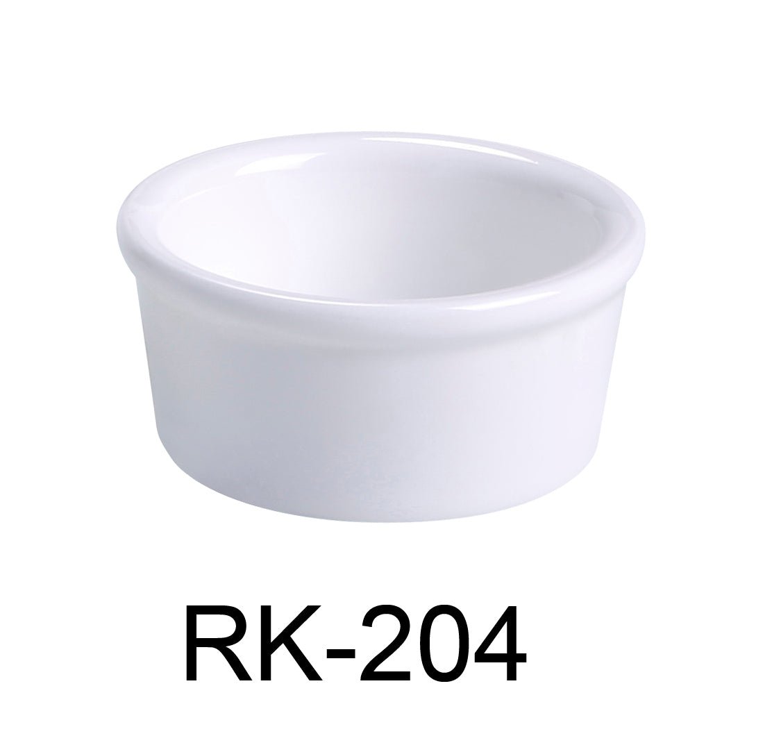 Yanco RK - 204 Ramekin, Smooth, 4 oz Capacity, 3.25"‚ Diameter, 1.5"‚ Height, China, Super White Color, Pack of 48