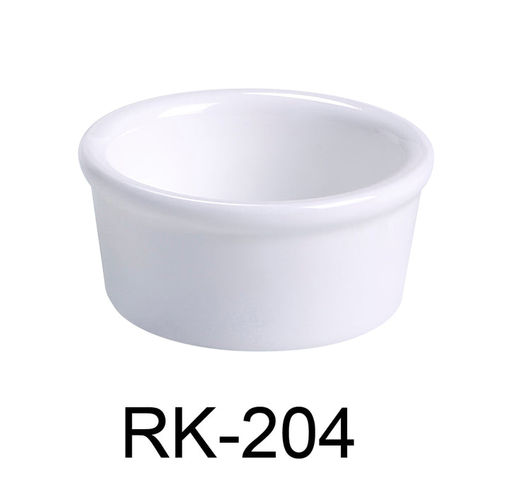 Yanco RK-204 Ramekin, Smooth, 4 oz Capacity, 3.25″ Diameter, 1.5″ Height, China, Super White Color, Pack of 48