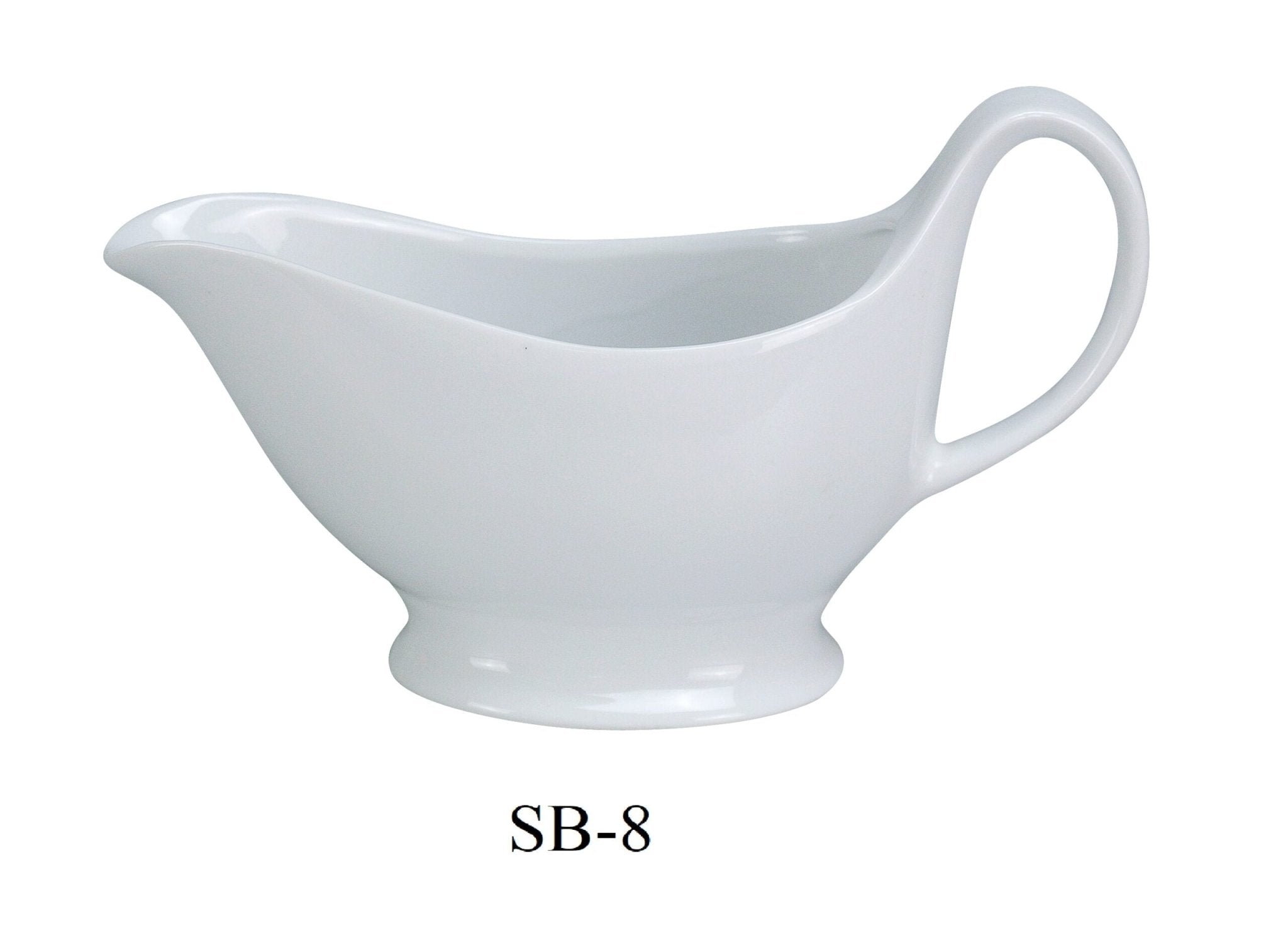 Yanco SB - 8 Sauce Boat, 8.5 oz Capacity, 8.25"‚ Length, 2.5"‚ Width, 3.25"‚ Height, China, Super White Color, Pack of 24