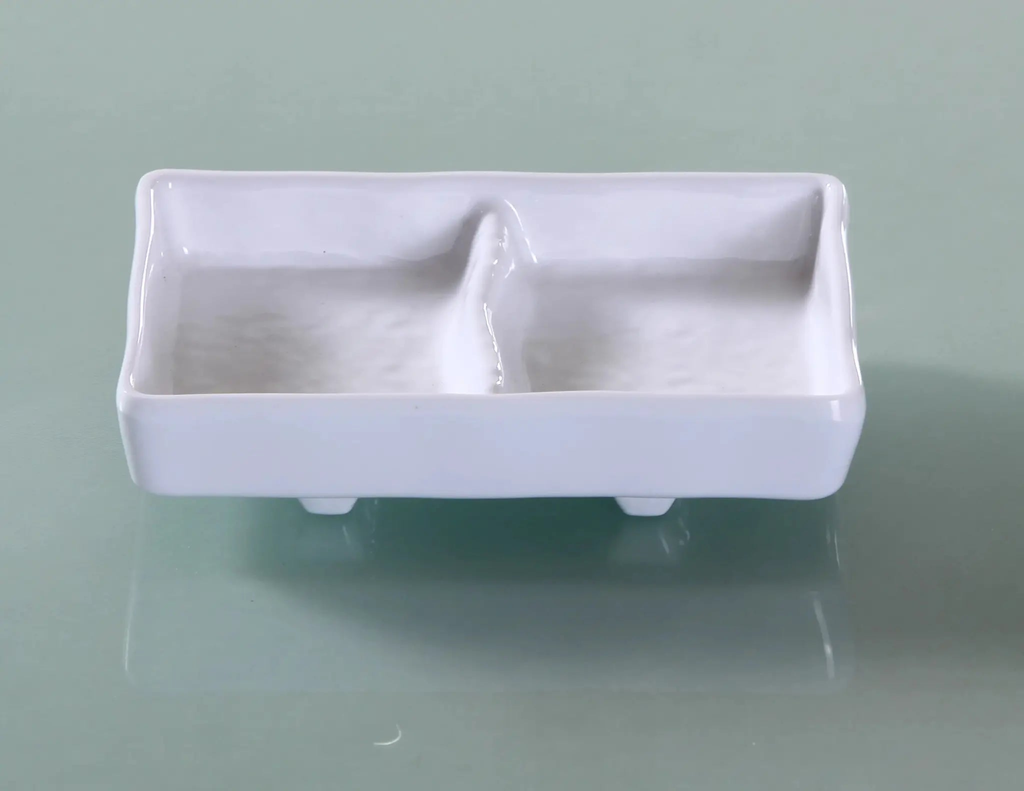 Yanco OK - 4031 Osaka - 2 Sauce Dish, Double Divided, 5.75"‚ Length, 2.75"‚ Width, Melamine, White Color, Pack of 72