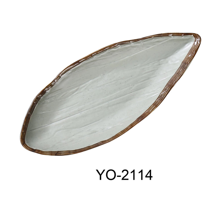 Yanco YO-2114 Yoto 14 1/2″ X 6″X 1 3/4″ OVAL DISPLAY PLATE WITH FOOT, Melamine, Matte Finish, Pack of 12