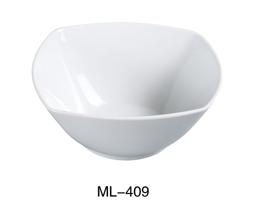 Yanco ML-409 9.5″ Square Salad Bowl, 64 oz Capacity, China, Super White Color, Pack of 24