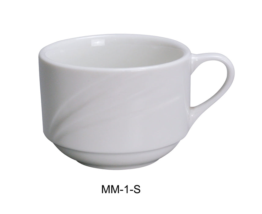Yanco MM-1-S Miami 7.5 oz Stackable Coffee/Tea Cup, 3.5″ Diameter, China, Bone White, Pack of 36