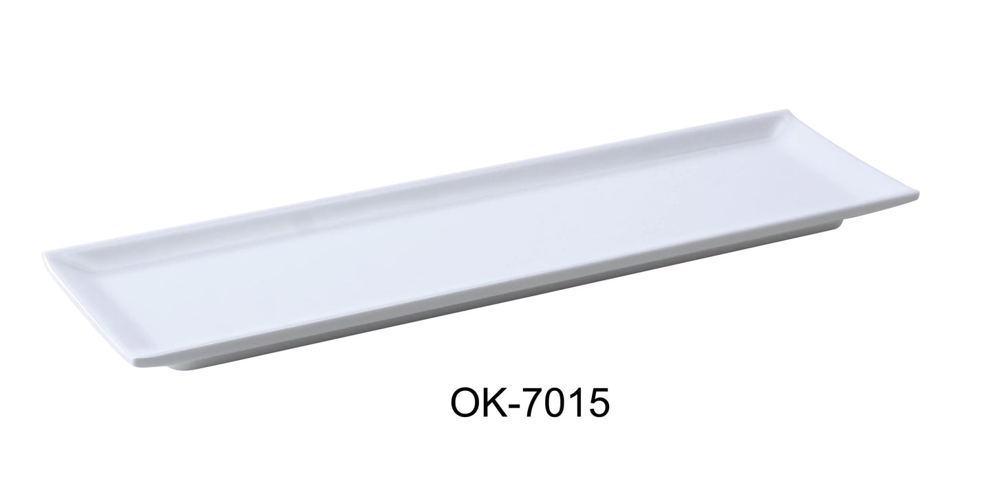 Yanco OK-7015 Osaka-2 Sushi Plate, 14.5″ Length, 4.25″ Width, Melamine, White Color, Pack of 12
