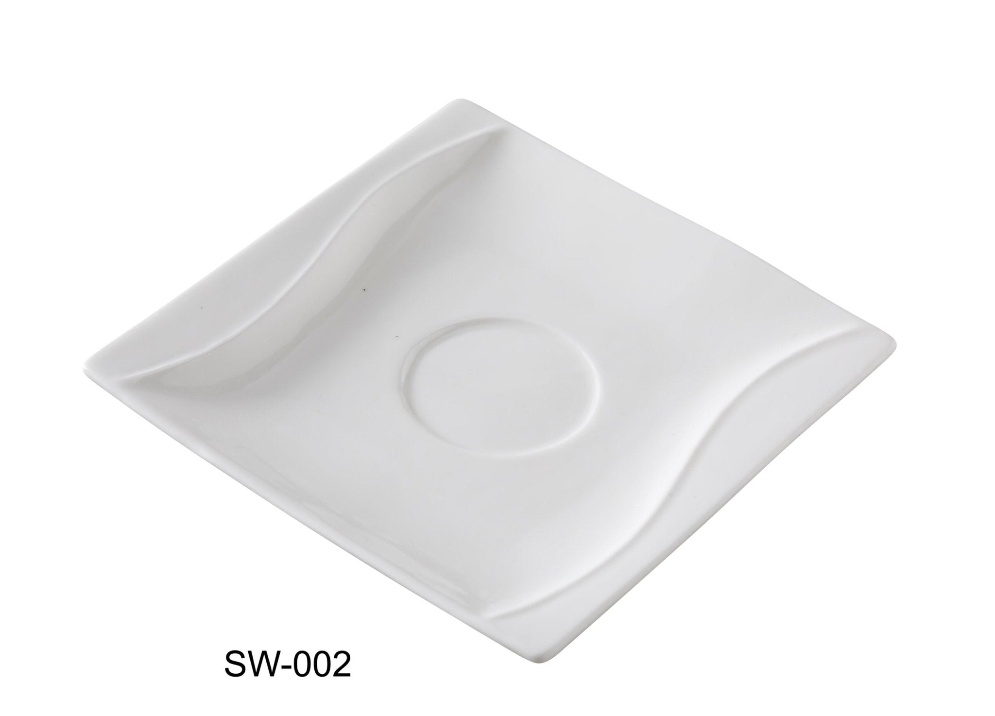 Yanco SW - 002 Sea Wave 5.5"‚ Saucer, Square, China, Bone White, Pack of 36