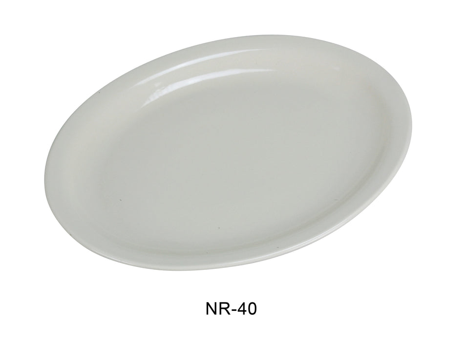 Yanco NR-40 Normandy Platter, Narrow Rim, 7.25″ Length, 5.625″ Width, China, American White Color, Pack of 36