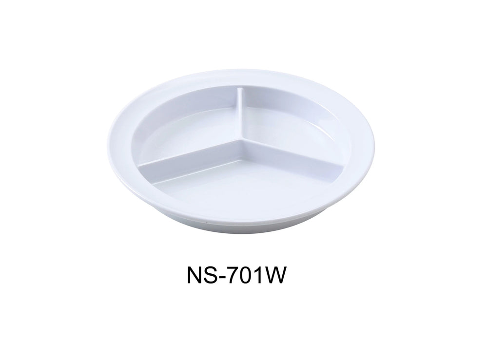 Yanco NS-701W Nessico Deep Compartment Plate, 8.75″ Diameter, Melamine, White Color, Pack of 24