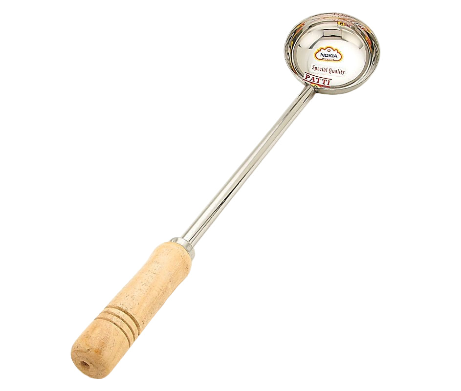 5 Oz. Stainless Steel Ladle / Scoop with 14 Inches (35.6 cm) Long Wooden Handle - 19.5 Inches (49.5 cm)