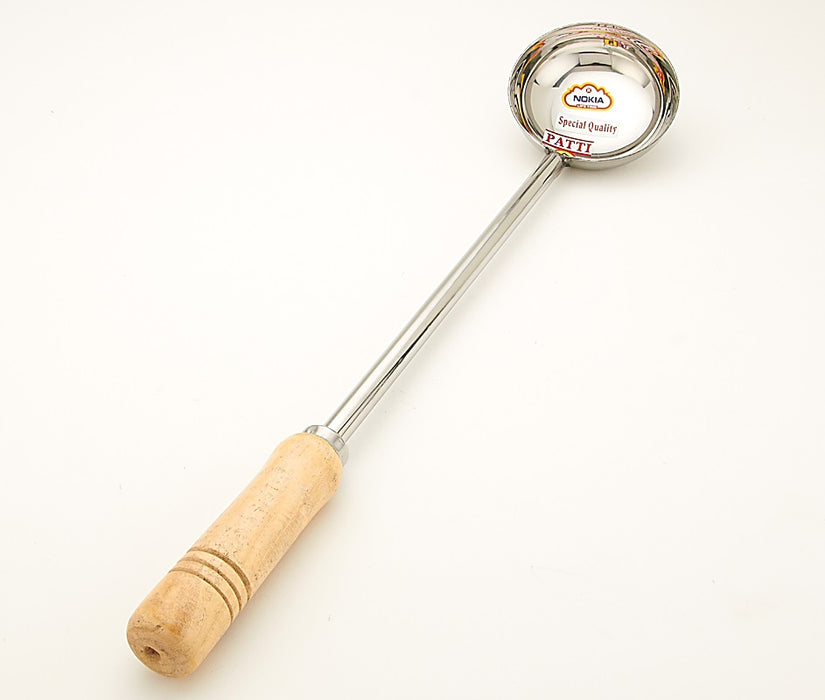 8 Oz. Stainless Steel Ladle / Scoop with Long Wood Handle - 19.5 Inches (49.5 cm)