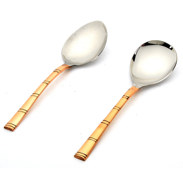 Copper/Stainless Steel Serving Spoon- 8 Inch Long - Oval