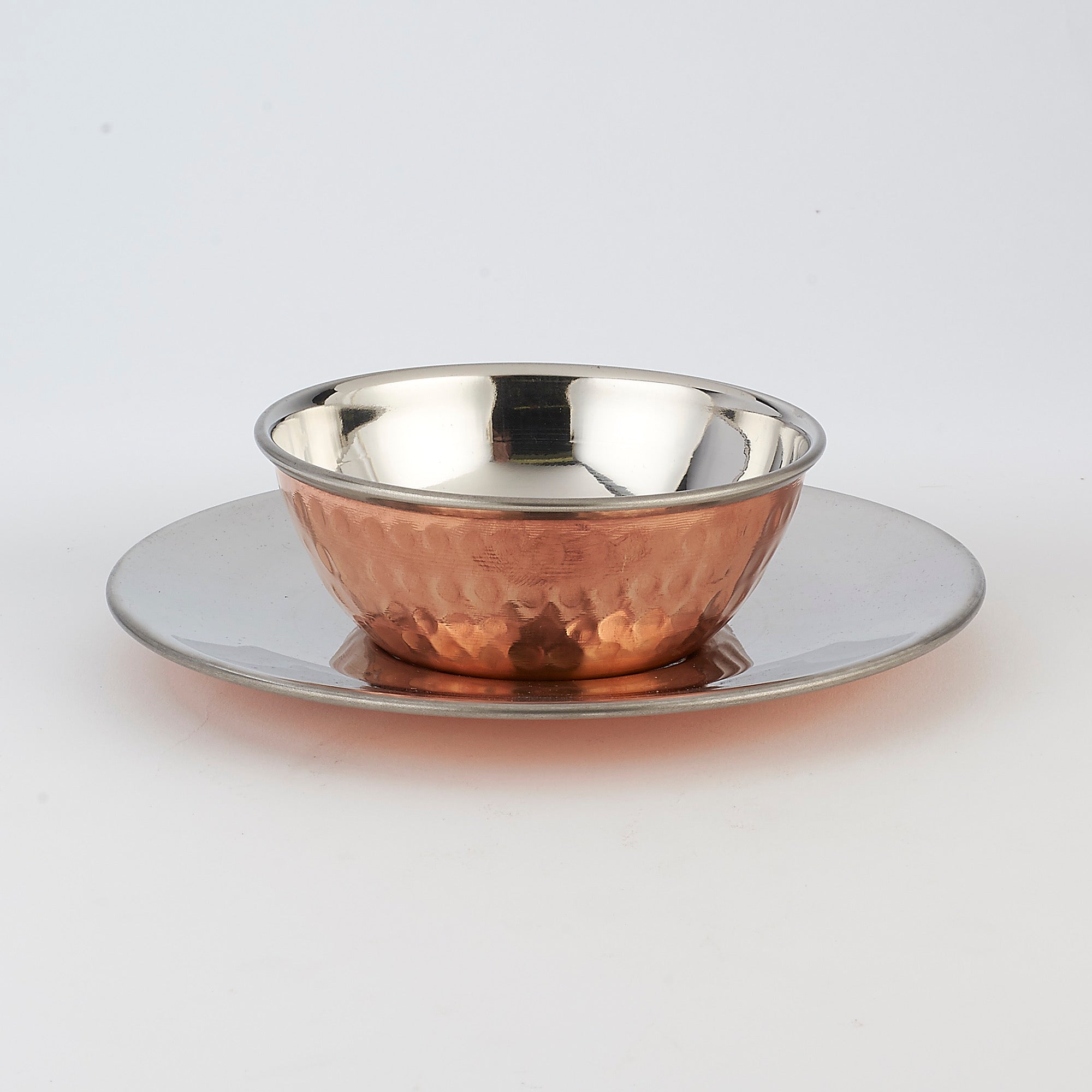 Copper/Stainless Steel Soup Bowl with Plate - 8 Oz.