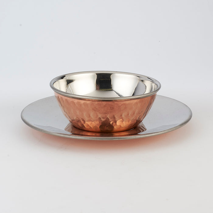 Copper/Stainless Steel Soup Bowl with Plate - 8 Oz.