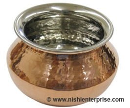 Copper/Steel Dal Dish Lota serving bowl dish # 3 - 32 Oz.