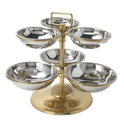 Copper/Stainless Steel Revolving Food Display for Buffet - 6 Bowls