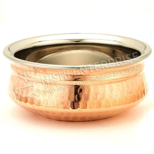 Servingware Indian Style Copper/Stainless Steel Handi Bowl # 2 - 20 Oz.