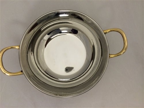 Copper/Stainless Steel Kadai Bowl with Brass Handles - 16 Oz.