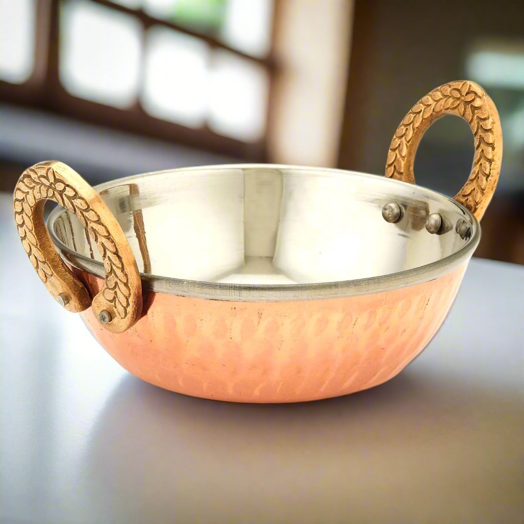 Copper and Stainless Steel Kadai Serving Bowl - 6 Oz.